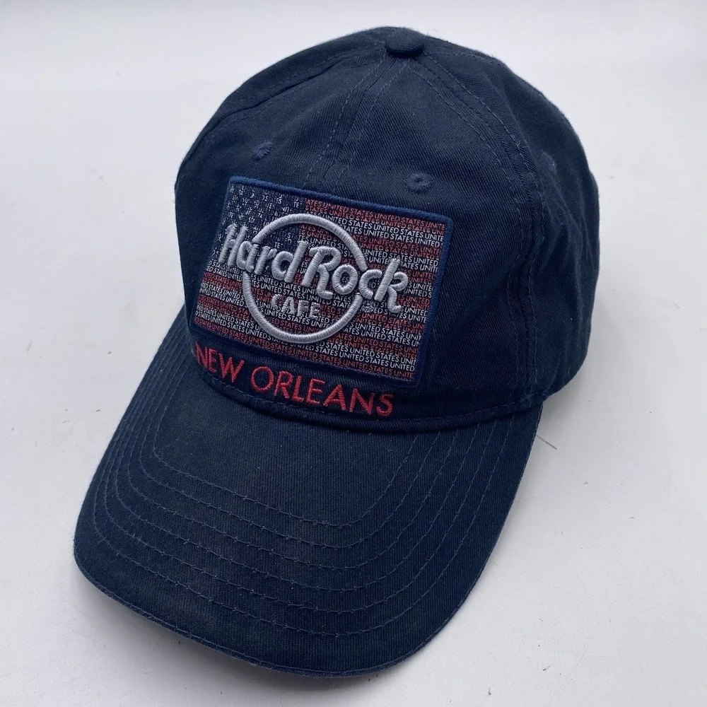 Hard Rock Cafe Hat‎ New Orleans Patriot Black Strapback Adjustable Cotton Slouch